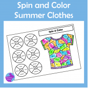 End of Year Summer Clothes Spin and Color by Number Activity ESY